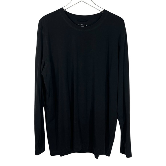 THEORY + Black Pima Cotton Crewneck Longsleeve Soft Knit Tee Shirt Men's XXL - Picture 1 of 8